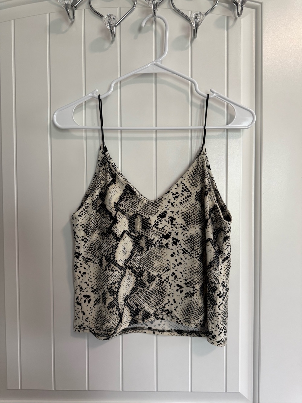 Snake Print Spaghetti Strap Cami - Black & Cream